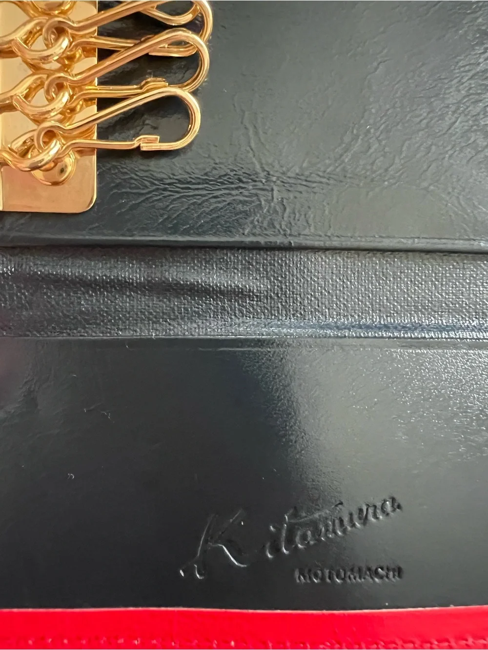 Kitamura Black and Red Leather Key Holder Case